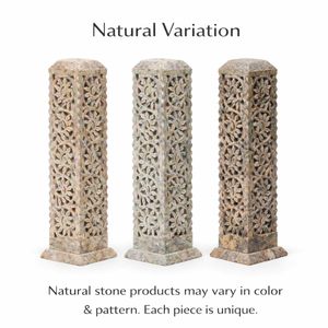 Brûleur d'encens artisanal en pierre savonneuse marbrée, 3x3x11 pouces |   Support artisanal pour Dhoop Batti, bougies et bougies chauffe-plat - Product Image 4