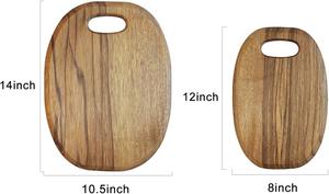 Planche à découper en bois d'acacia de forme ovale avec poignée facile à saisir, surface sûre pour les couteaux, idéale pour la découpe quotidienne, le service et l'utilisation en cuisine - Product Image 6
