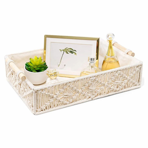 Juego de 1 Cesta de Almacenamiento de Macramé de Lujo con Asas, Organizadores de Almacenamiento de Cuerda Multiusos de Estilo Bohemio para Decoración del Hogar - Product Image 1