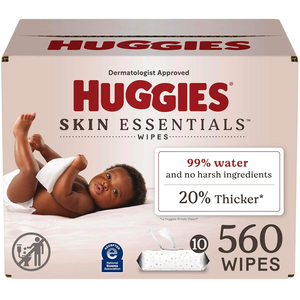 Toallitas Húmedas para Bebé Huggies Skin Essentials, Hipoalergénicas, 99% Agua, 10 Paquetes con Tapa Abatible (560 Toallitas en Total) - Product Image 4