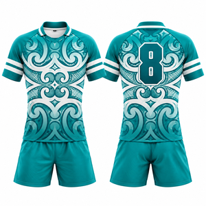 Ensemble d'uniformes de rugby personnalisés imprimés par sublimation à motif tribal pour hommes – Maillot et short de performance athlétique respirants et à séchage rapide 100 % - Product Image 4