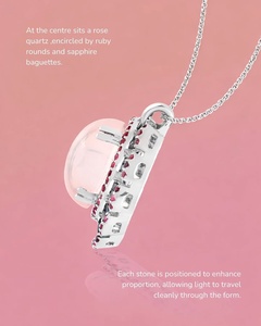 Colgante de Piedras Multicolores y Cuarzo Rosa en Plata de Ley 92.5 KLSP-50150 - Product Image 5