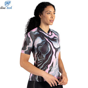 Maillot de Ciclismo para Mujer, Manga Corta, Diseño Floral, Tela Ligera y Elástica, para Ciclismo de Montaña y Carretera - Product Image 4