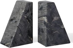 Trending Best Selling Marble Black Stone Heavy-Duty Book Ends for Heavy Books Decorative Book Ends for <b>Shelves</b> - Product Image 6