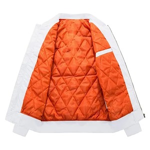 Blouson bomber blanc pour homme, fermeture éclair, couleur unie, vêtement d'extérieur décontracté, pour l'automne, coupe classique, en polyester - Product Image 5