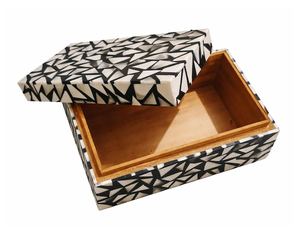 Modern Geometric Artisan Bone Inlay Storage <b>Box</b> Decorative <b>Keepsake</b> and Jewelry <b>Box</b> Premium Craftsmanship for Luxury Interiors - Product Image 2