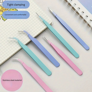 Ensemble de 2 pinces à épiler de précision en acier inoxydable personnalisées, à tête droite et courbée, pour le décapage de peinture, la beauté et l'artisanat - Product Image 5