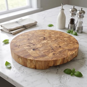 Planche à découper en bois d'acacia premium, double face, ronde, pour fruits et légumes - Product Image 3