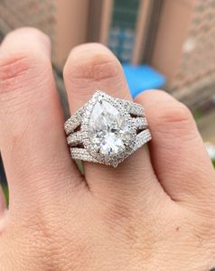 Anillo de Diamante Cultivado en Laboratorio con Corte Pera de 4.70 Quilates, Oro Blanco de 14K, Joyería Clásica para Compromiso y Boda, Original - Product Image 6