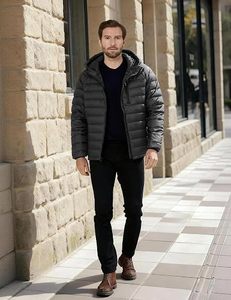 <b>Men's</b> Lightweight Windproof Casual Packable Quilted Puffer Jacket Waterproof Winter Hooded Storage <b>Pouch</b> - Product Image 4