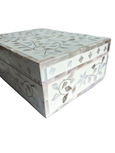 Boîte à bijoux de luxe faite à la main en incrustation de nacre avec rangement décoratif en os complexe pour bagues colliers bracelets et cadeaux - Product Image 6