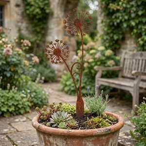 Dandelion <b>Garden</b> Rustic Metal Decorations-Waterproof & Weather Resistant Outdoor Use Powder Coated Finish - Product Image 2