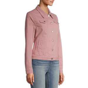 Newest Style Lady Jean Jacket Long Sleeve Woman <b>Denim</b> Jacket Women's Clothing Pink Color Quantity Custom <b>Coat</b> Cotton OEM Pockets - Product Image 4