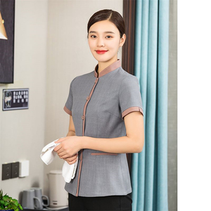 Uniformes personnalisés pour le personnel hôtelier en spandex/polyester uni à manches longues unisexes toutes saisons, design de logo personnalisé, vêtements confortables - Product Image 3