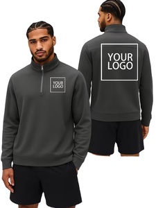 Customizable Men's Long-sleeved Winter Sports Sweatshirt Turn-down Collar 1/4 Zipper Design 100% Cotton Fleece Windproof - Product Image 4