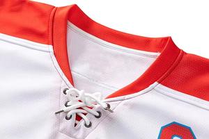 Maillot de hockey sur glace vintage personnalisable, grande taille, col en V, vêtements de sport, broderie sergé, service OEM, couleur personnalisée, protection UV - Product Image 2