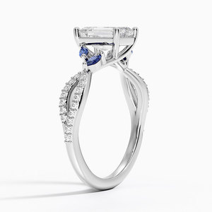 BOJ <b>Ring</b> 052 <b>Emerald</b> Cut 925 <b>Silver</b> Luxe Willow Sapphire and Diamond Rhodium Plated 2ct D Color VVS1 Moissanite GRA Certified - Product Image 2