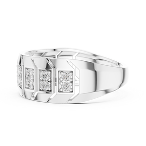 Bague de luxe en alliage de moissanite à motif géométrique |   Bague de créateur en argent sterling plaqué or blanc pour homme - Product Image 3