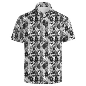 เสื้อกอล์ฟผู้ชายลายพิมพ์ต้นปาล์มคุณภาพสูง แขนสั้น ผ้าถักโพลีเอสเตอร์ สวมใส่สบาย ระบายอากาศได้ดี แห้งเร็ว - Product Image 3