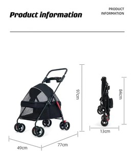 TH-PPS-231 Poussette tout terrain pliable pour animaux de compagnie avec auvent réglable et grande zone de ventilation - Product Image 6