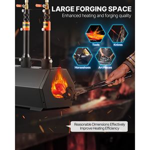 Fucina Portatile a Propano di Grande Capacità con 3 Bruciatori, 2600°F, per la Lavorazione di Utensili, Coltelli, Fucinatura, Forgiatura, e Rullatura a Freddo Esagonale - Product Image 3