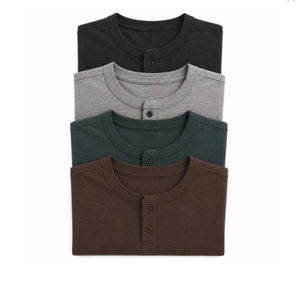 T-shirt Henley à manches longues pour homme, 100 % coton, anti-plis, col en V, streetwear, écologique, couleur unie, décontracté, séchage rapide, OEM - Product Image 2