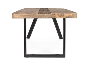 Table de salle à manger industrielle Manchester en bois massif de manguier avec base en bois et métal, finition noire et naturelle, 6 places, pour la maison et la cuisine - Product Image 3