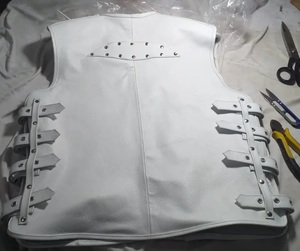 High Quality Custom <b>White</b> <b>Men's</b> Winter Sheep Skin Vintage Motorbike <b>Vest</b> Waistcoat Waterproof - Product Image 2