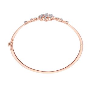 Rose Gold Lab Grown Diamond Floral Center <b>Infinity</b> Link Bangle <b>Bracelet</b> - Product Image 1