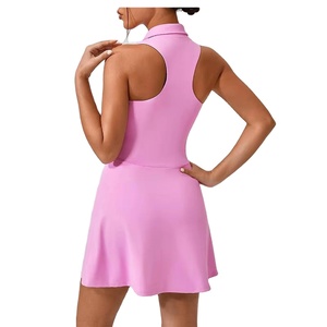 ชุดเดรสเล่นแพดเดิลและเทนนิสแบบสองชิ้นสำหรับผู้หญิง ดีไซน์สั่งทำพิเศษ พร้อมกางเกงซับใน ลายเรียบ ผ้าฝ้าย 100% เหมาะสำหรับใส่ในฤดูร้อน - Product Image 2