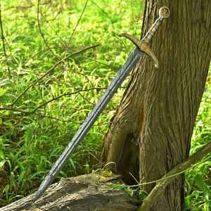 Épée viking professionnelle de haute qualité en acier Damas forgé à la main avec fourreau en bois sculpté, style guerrier nordique médiéval - Product Image 4