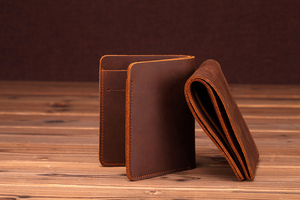 Porte-cartes en cuir véritable pour hommes et femmes, portefeuille fin, étui à cartes de poche, porte-cartes d'identité en cuir fait à la main - Product Image 4