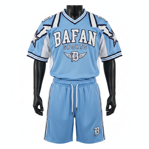 Ensemble maillot et short de football pour homme, 160 GSM, polyester premium, maille bleu ciel, blanc, marine, logo personnalisé pour ensemble homme - Product Image 6