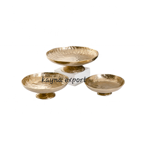 Handicraft Eco-Friendly Luxury Gold Plated Metal Bowl Stand with <b>Chocolate</b> Platter for Hotel <b>Wedding</b> & Party Decor - Product Image 1