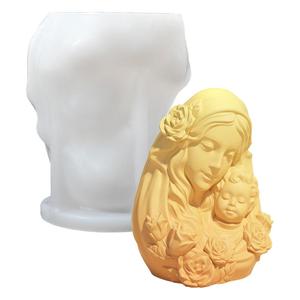 Moule en silicone pour bougie en gypse d'aromathérapie, motif portrait artistique, pour la décoration intérieure, thème Fête des Mères, mère et fils - Product Image 5