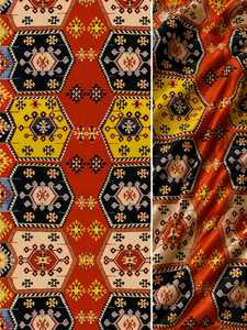 Red Floral Pattern 100% Polyester Anti-Pill <b>Fabric</b> for Sarees Dresses Kurtis Tops Scarves Home Decor and Suit - Product Image 3