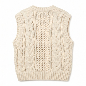 Women's Winter Chunky Knit Vest Cozy <b>Layering</b> Casual Knit <b>Top</b> OEM ODM Wholesale Factory Custom Logo Low MOQ - Product Image 3