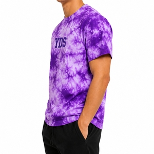 Camiseta Tie Dye para Hombre, Premium, Suave, Transpirable, Manga Corta, con Estampado Morado, Cuello Redondo, Corte Regular, Estilo Urbano, a la Moda - Product Image 3
