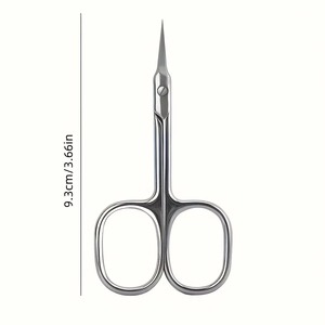 1 pièce Ciseaux à cuticules à lame courbée en acier inoxydable ambidextres, coupe-ongles pour l'élimination des peaux mortes, outil de manucure sans parfum - Product Image 2