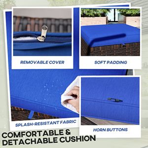 Pouf da Esterno in Rattan Blu Scuro a 2 Pezzi con Cuscini, Poggiapiedi e Tavolino Laterale per Patio e Bordo Piscina - Arredamento Premium per Esterni - Product Image 5