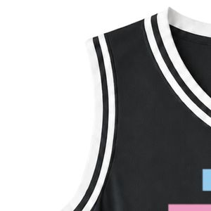 Maillot de basket sans manches à col en V noir charbon avec logo JJ brodé et passepoil blanc pour uniformes sportifs féminins - Product Image 4
