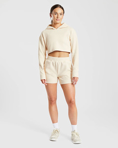OEM Custom Design ManufacturerWaffle Crop Hoodie & Shorts 2 Piece Set <b>Women's</b> Tracksuits Breathable Sportwear <b>Women</b> <b>Sweatsuits</b> - Product Image 3