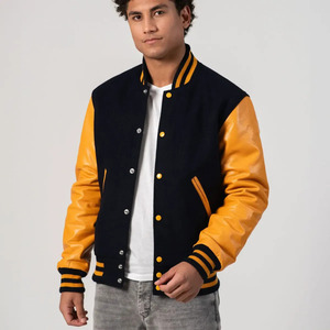 Chaqueta Varsity de Cuero Personalizada para Hombre al por Mayor, Chaqueta Bomber Premium con Letras, Chaqueta Casual de Béisbol para Hombre - Product Image 1
