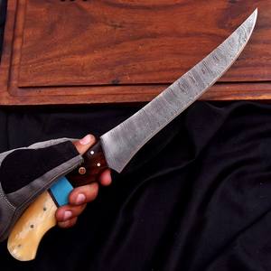 Nordic Forge Damascus Steel Fillet <b>Knife</b> with Leather <b>Sheath</b> Handmade Forged High Hardness Extra Sharp Durable Kitchen <b>Knife</b> - Product Image 2