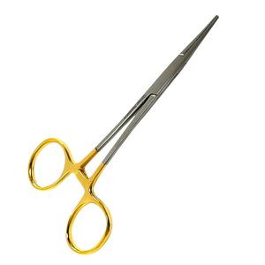 Set 2 Premium Gold Handle Mosquito Forceps 5"-Straight Curved German Stainless Steel Locking Hemostat <b>Clamps</b> CE Certified - Product Image 4