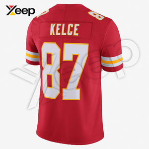 Maillot de football américain personnalisé pour homme, rouge, numéro 87, uniforme respirant en polyester, taille adulte - Product Image 2