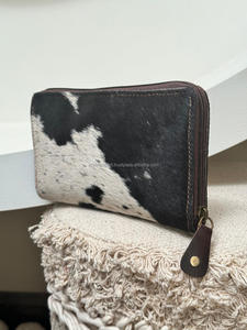 Cartera de piel de vaca occidental para mujer, monedero Continental con cremallera de cuero Real, elegante funda de mano con estampado de vaca Natural, regalos para ella - Product Image 2