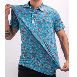 Chemise de golf pour homme personnalisée, anti-transpiration, 90% polyester et 10% élasthanne, manches courtes, motif imprimé, taille XL - Product Image 1