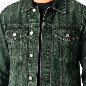 Men's Custom Regular Fit Turn-down Collar Solid Color Washed Jeans Jacket Breathable OEM Denim Jacket - Product Image 5