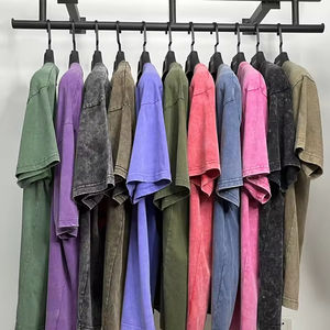 เสื้อยืดเนื้อหนา ซักย้อมสีแบบแอซิดวอช ผ้าฝ้ายเจอร์ซีย์ 100% เสื้อยืดหรูหราสไตล์วินเทจทรงโอเวอร์ไซส์ เสื้อยืดเปล่าสำหรับผู้ชาย - Product Image 6